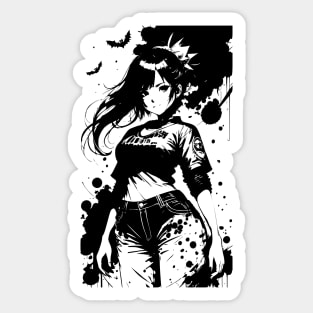 Kawaii Anime Girl Wearing Tshirt 04 Sticker